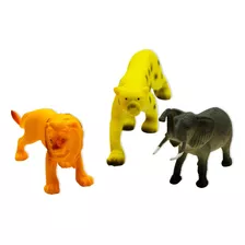 Conjunto Animais De Plástico Leão Elefante Bichos Brincar