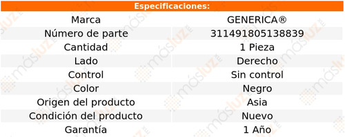 1- Espejo Derecho S/control Toyota Hiace 2006/2019 Genrica Foto 2