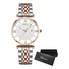 Elegante Reloj Luminoso De Acero Inoxidable Con Diamantes Ch