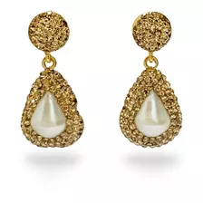 Aretes Chapa De Oro22k, Piedras Nat , Dorados, Estambul Joya