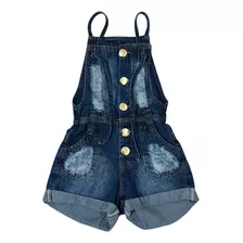 Macaquinho Jeans Infantil Modinha Feminina Para Criança Luxo