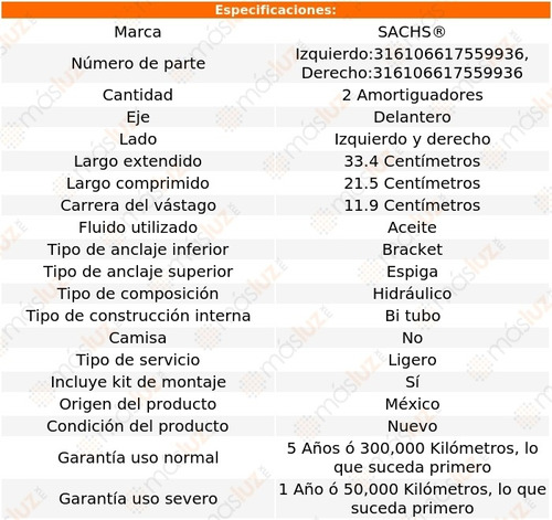 (2) Amortiguadores Hidrulicos Del Datsun Sedan 65/68 Sachs Foto 2