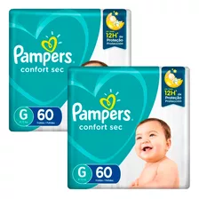 Fralda Pampers Confort Sec Bag G Com 60 Fraldas Kit Com 2