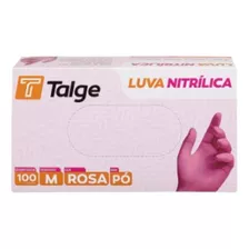 Luva Nitrílica Rosa Descartável Tamanho P M 100 Unidades 