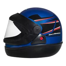 Capacete Integral San Marino Tittanium Azul E Preto Tam 56