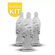 Kit 3 Nossa Senhora Grávida Gesso Cru 20cm Atacado Revenda