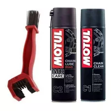 Pack Limpiador + Lubricante De Cadena + Cepillo Motocicletas