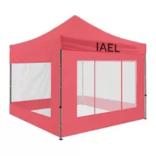 Gazebo 3x3 4 Paredes Transparentes Bolso Rojo Impermeable Re