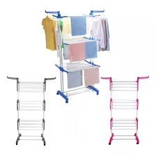 Tender De Ropa Vertical Extensible Ruedas Plegable Home & Co Color Azul