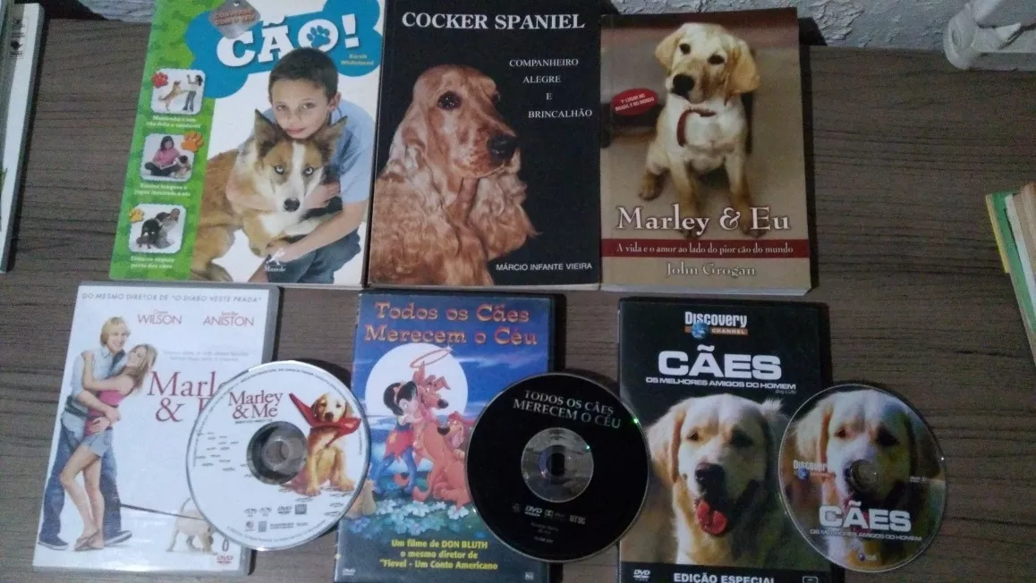 3livro +3 Dvd Marley E Eu + Cão+ Cães Merecem O Céu  S27