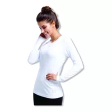 Camisa Feminina Proteção Solar Uv Branca Segunda Pele Kanxa