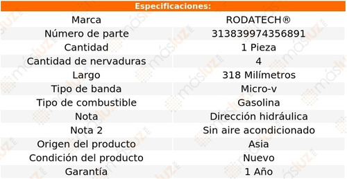 (1) Banda Accesorios Micro-v Geo Metro 1.3l L4 S/aa 95/97 Foto 2