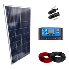 Kit Placa Solar 150w Controlador 10a Lcd Cabos