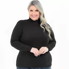 Blusa Manga Longa - Plus Size - Gola Alta Cacharrel Canelada