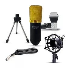 Microfone Condensador C/ Shockmount Wvngr Bm-700 Dourado