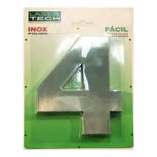Algarismo Número 4 Inox Polido 12cm Swiss 120 Laser Tech
