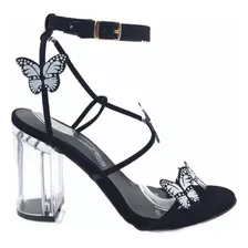 Zapatilla De Mariposas Con Tacon De Cristal Lady Moda