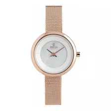 Reloj Mujer Obaku V146 Cuarzo 26mm Pulso Dorado En Cuero