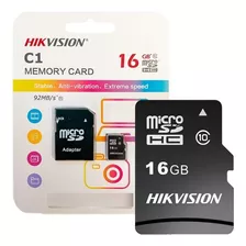 Memoria Micro Sd 16gb Hikvision C10 92 Mb/s 5 Años Gtia Tbx