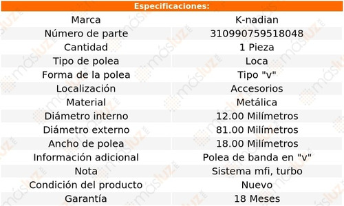 Polea Tipo  V  Metlica 760 L4 2.3l 90 K-nadian Foto 2