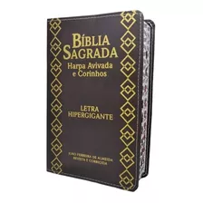 Bíblia Letra Gigante Hipergigante Capa Preta Harpa Evangelica Gospel
