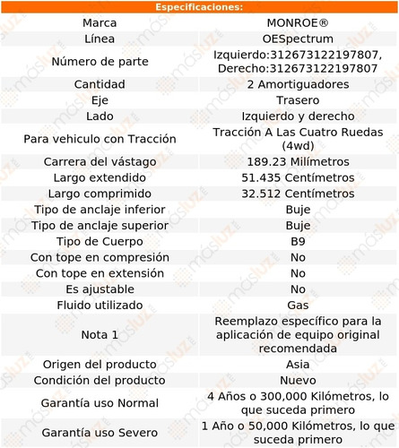 Kit 2 Amortiguadores Tra Gas Oespectrum Xterra 4wd 05/15 Foto 3