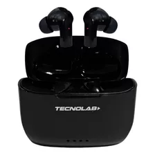 Audífonos Inalámbricos Bluetooth In Ear Tws Negro Tecnolab Luz Rojo