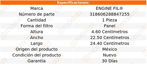 1- Filtro De Aire Es250 2.5l 4 Cil 2021/2023 Engine Fil Foto 2