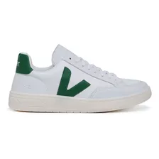 Tenis Casual Vert V12 Masculino Branco Verde Couro Legitmo