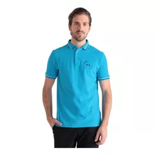 Playera Polo Azul Detalle En Mangas Kenneth Cole Para Hombre