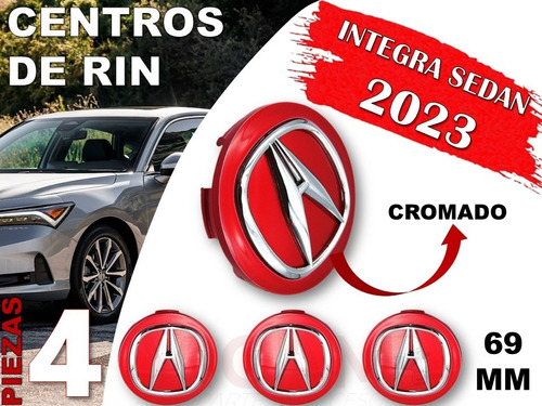 Kit De Centros De Rin Acura Integra Sedan 2023 69 Mm (rojo) Foto 2