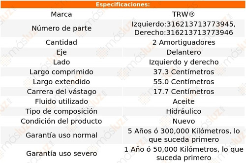 (2) Amortiguadores Hidrulicos Delanteros Peugeot 406 00/05 Foto 2