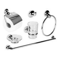 Set Accesorios Baño Ducha 6 Pzs. Acero Inox Vidrio Tawak Sf