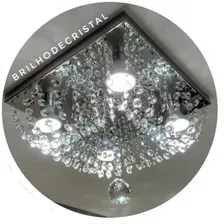 Lustre De Cristal Legítimo K9, Base 30x30 Cm - Com Leds