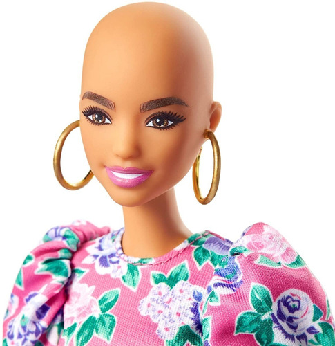 Barbie Fashionista #150 Vestido Flores-calva -hermosa Tma+