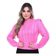 Cropped Manga Longa Malha Confortável Inverno Novidade Blusa