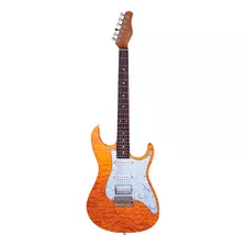 Guitarra Elétrica Tagima Classic Series Stella Dw De Bordo/mogno 2021 Transparent Amber Com Diapasão De Pau-rosa