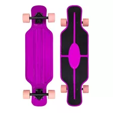 Patineta Longboard De Plástico Juvenil Con Lija 78 Cm Skate Color Morado