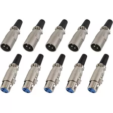 5 Pares Plug Xlr Conector Cannon Cabo Microfone Dmx Mesa Som