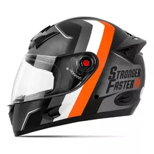 Capacete De Moto Feminino Etceter Stronger Faster Fosco Cor Cinza/laranja Tamanho Do Capacete 60