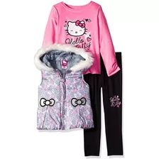 Conjunto Niña Hello Kitty: Chaleco Camiseta Y Leggins (3pz) 