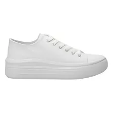 Zapatilla Urbana Lona Plataforma Mujer White