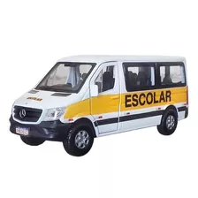 Miniatura Van Escolar Mercedes-benz Sprinter Branca *metal 