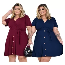 Kit 2 Vestido Feminino Manga Moda Evangélica Plus Size