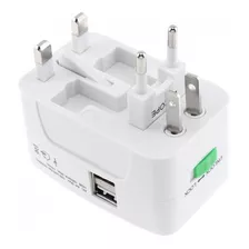 Adaptador De Corriente Universal Viajero Con 2 Puertos Usb