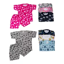 Pijama Bebê Infantil 1 2 3 Anos Malha 100% Algodão Verão