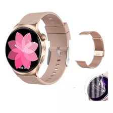 Smartwatch Dt4 Mate Rosa Gold Doble Malla Y Film Protector 