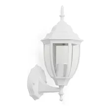 Farol Decorativo Español Blanco De Aluminio Con Cristal Templado Para Exterior Rosca E26 Luminario Pared Muro Lf6cd/b Geopower