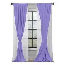 Juego De Cortinas Aline 4 Paños 145x160 En Modo Hogar