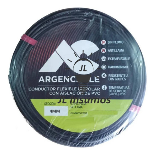 Cable Unipolar 4mm Negro Iram Nm247-3 100mts